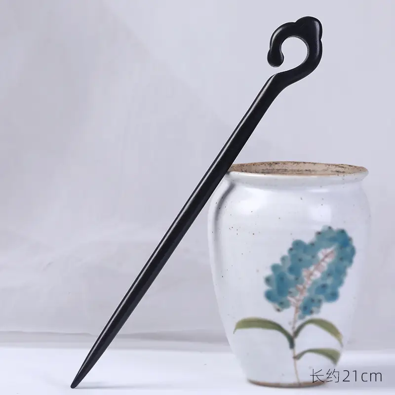 Antique Ebony Hairpin 23cm New Chinese Style - Image 16