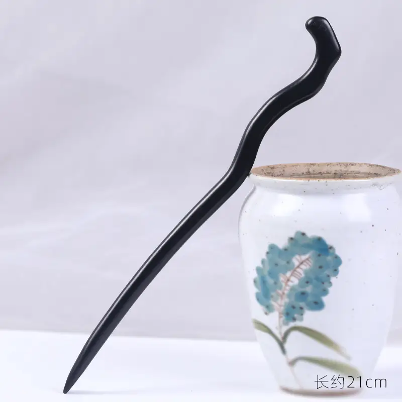 Antique Ebony Hairpin 23cm New Chinese Style - Image 17