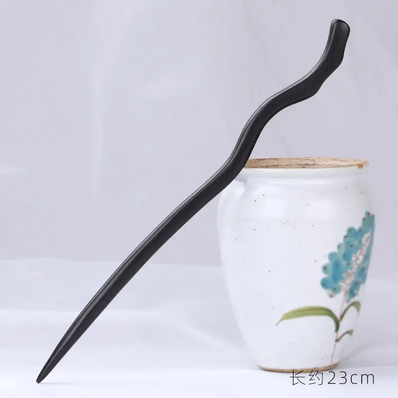 Antique Ebony Hairpin 23cm New Chinese Style - Image 2