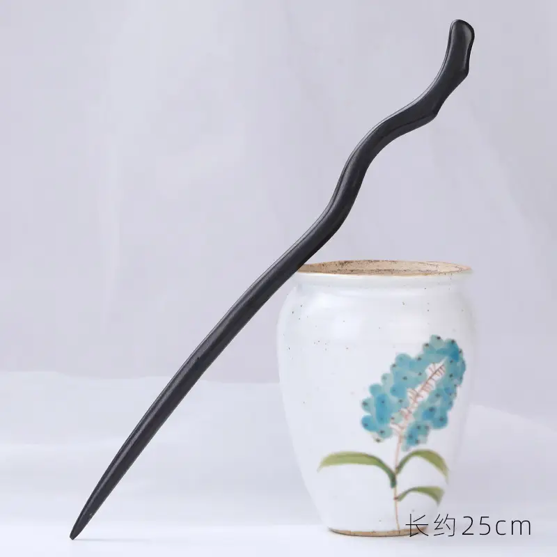 Antique Ebony Hairpin 23cm New Chinese Style - Image 3