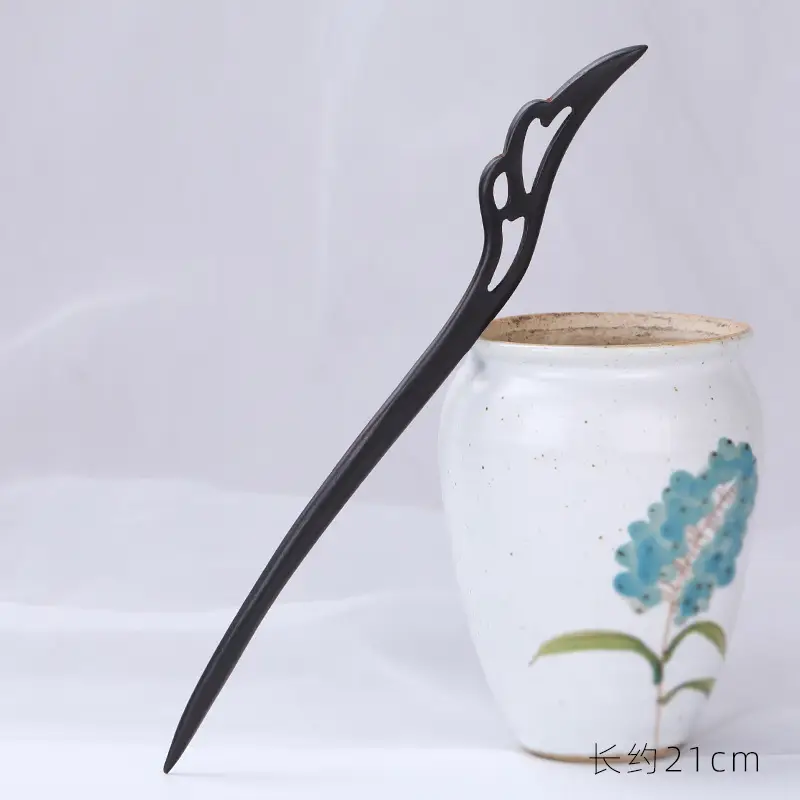 Antique Ebony Hairpin 23cm New Chinese Style - Image 4