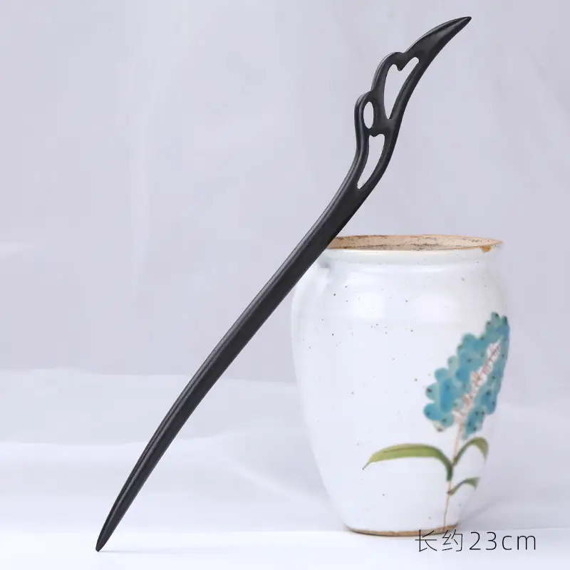 Antique Ebony Hairpin 23cm New Chinese Style - Image 5