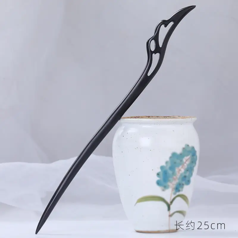 Antique Ebony Hairpin 23cm New Chinese Style - Image 6