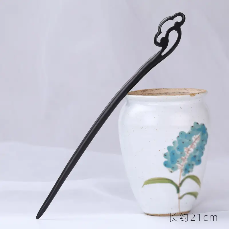 Antique Ebony Hairpin 23cm New Chinese Style - Image 7