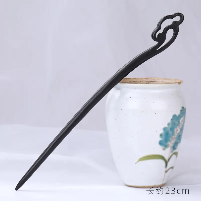 Antique Ebony Hairpin 23cm New Chinese Style - Image 8
