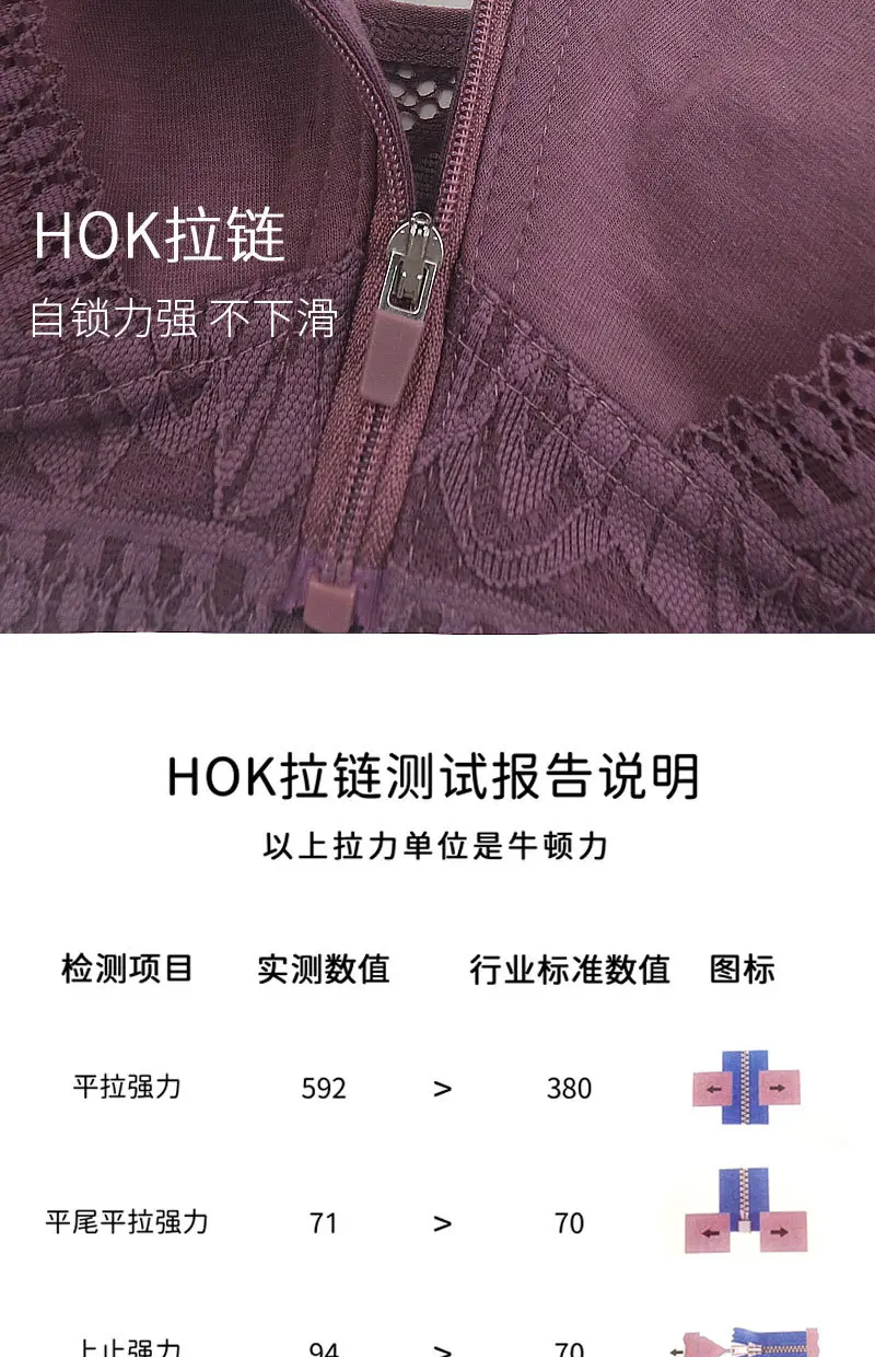 New Soft Cotton Cup Front Zipper Middle-Aged and Elderly Women's Underwear Without Rims Adjustable Shoulder Straps Large Size Bra — feature 10