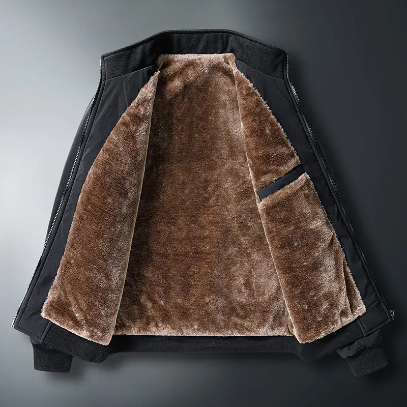 Men's Black Velvet Jacket with Fleece Lining Large Winter Wear - Image 7