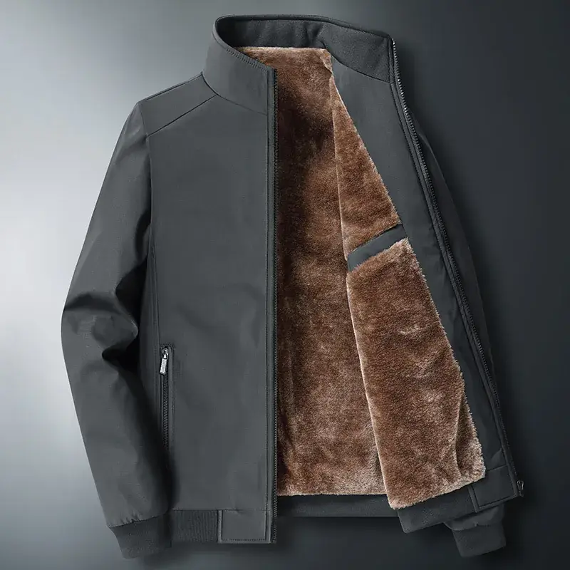 Men's Black Velvet Jacket with Fleece Lining Large Winter Wear - Image 9