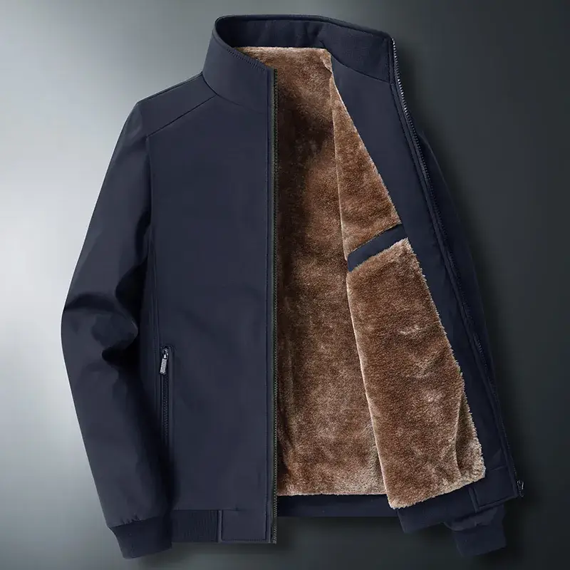 Men's Black Velvet Jacket with Fleece Lining Large Winter Wear - Image 10