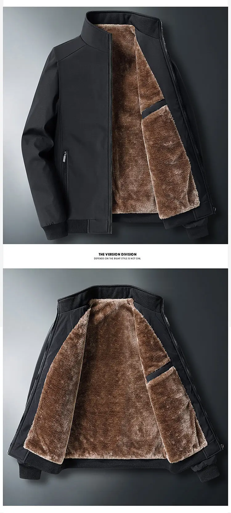 Men's Black Velvet Jacket with Fleece Lining Large Winter Wear — feature 18