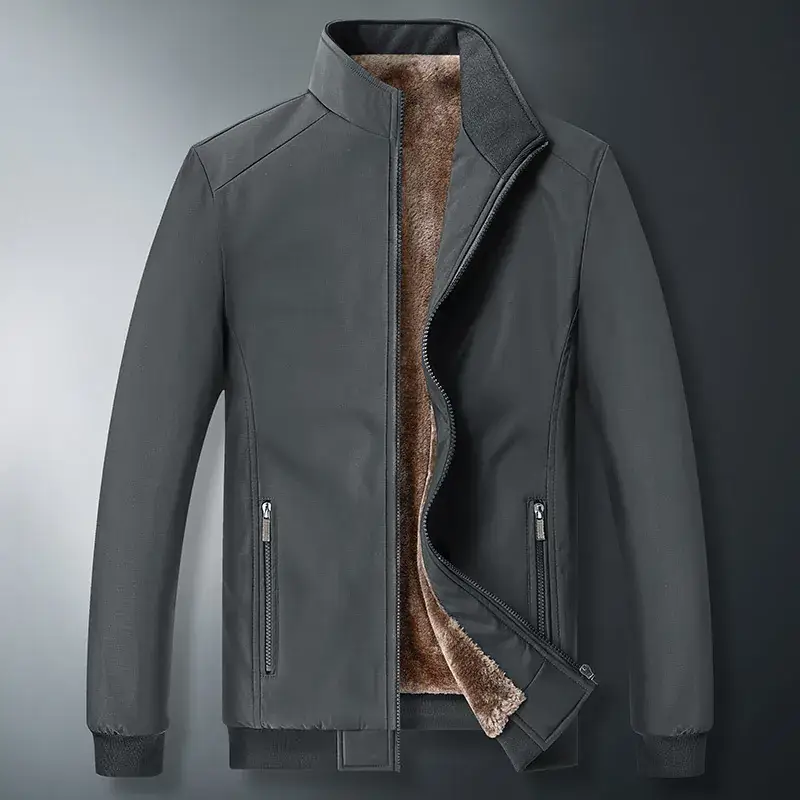 Men's Black Velvet Jacket with Fleece Lining Large Winter Wear - Image 3