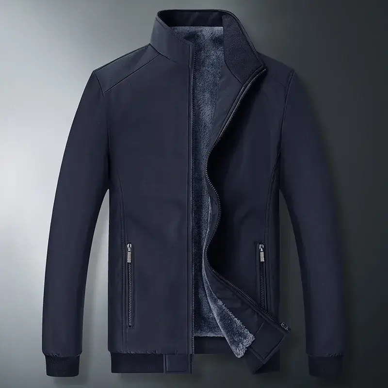 Men's Black Velvet Jacket with Fleece Lining Large Winter Wear - Image 4