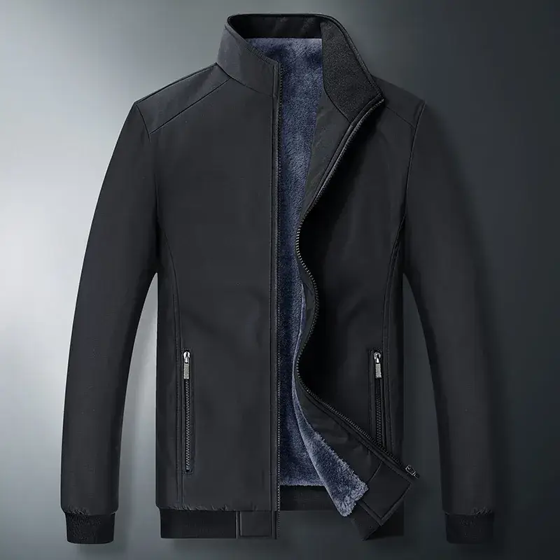 Men's Black Velvet Jacket with Fleece Lining Large Winter Wear - Image 5