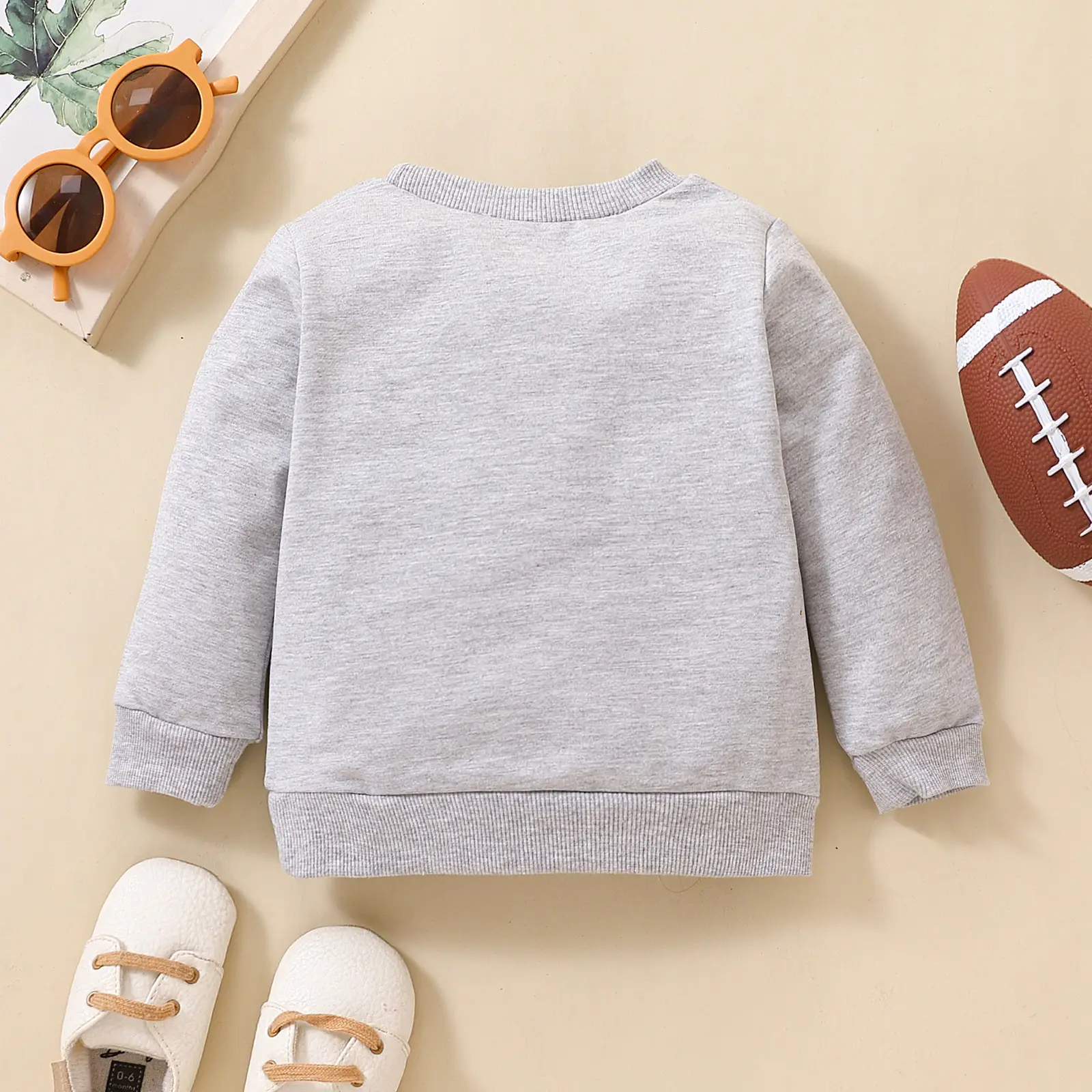 Grey Cotton Long Sleeve Baby Sweater for Boys Girls - Image 3