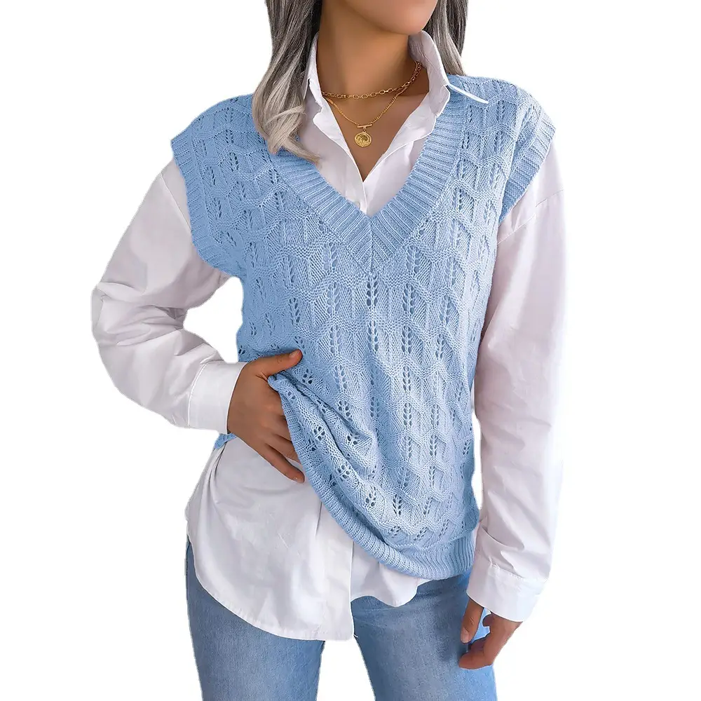 2023 V-Neck Knitted Vest for Women White - Image 5