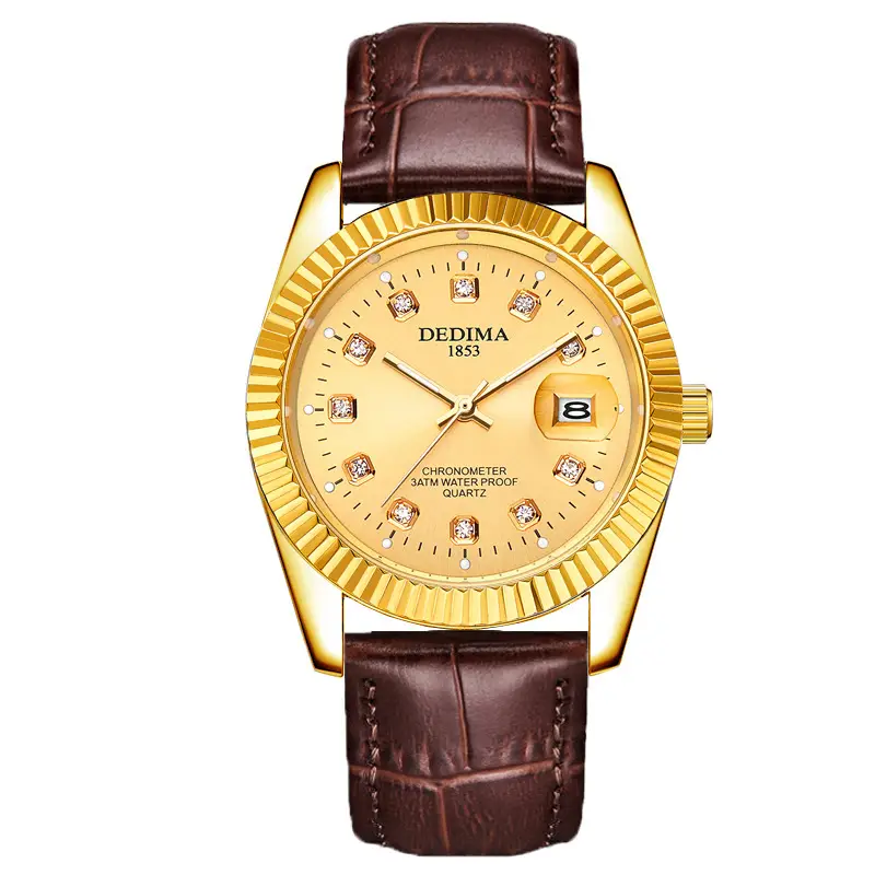 Luminous Gold Couple Watch with Calendar & Strap - Image 39
