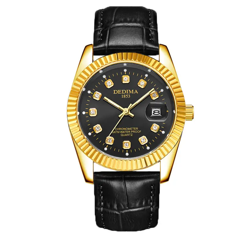 Luminous Gold Couple Watch with Calendar & Strap - Image 40