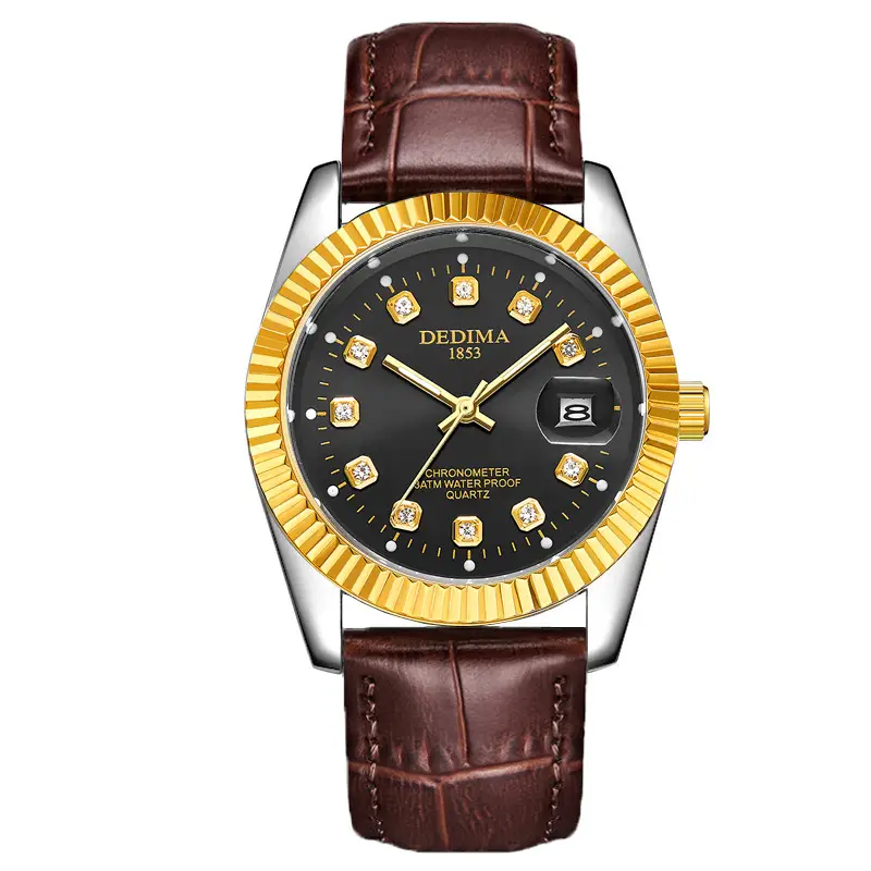 Luminous Gold Couple Watch with Calendar & Strap - Image 42