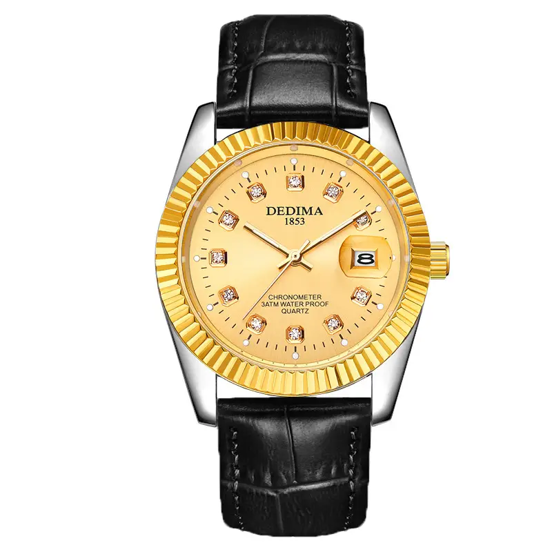 Luminous Gold Couple Watch with Calendar & Strap - Image 10