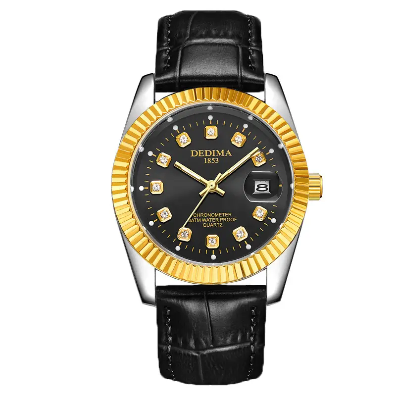Luminous Gold Couple Watch with Calendar & Strap - Image 11
