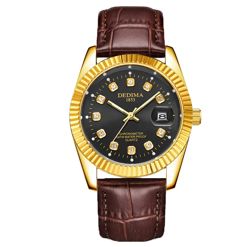 Luminous Gold Couple Watch with Calendar & Strap - Image 2