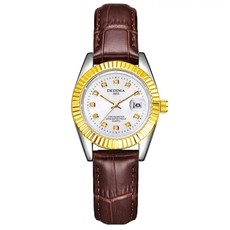 Luminous Gold Couple Watch with Calendar & Strap - Image 29