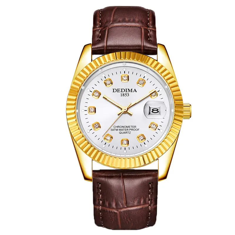 Luminous Gold Couple Watch with Calendar & Strap - Image 3