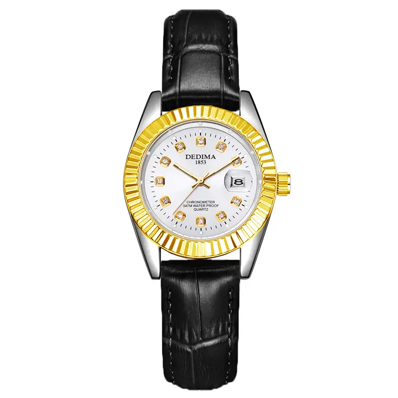 Luminous Gold Couple Watch with Calendar & Strap - Image 30