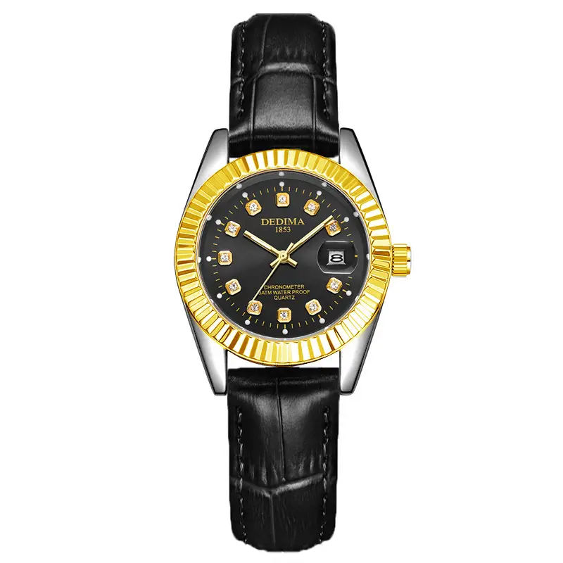 Luminous Gold Couple Watch with Calendar & Strap - Image 31