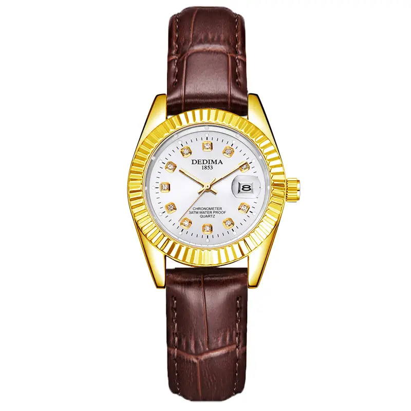Luminous Gold Couple Watch with Calendar & Strap - Image 36