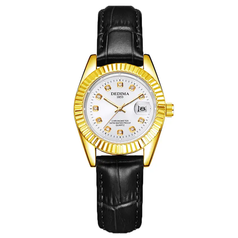 Luminous Gold Couple Watch with Calendar & Strap - Image 38