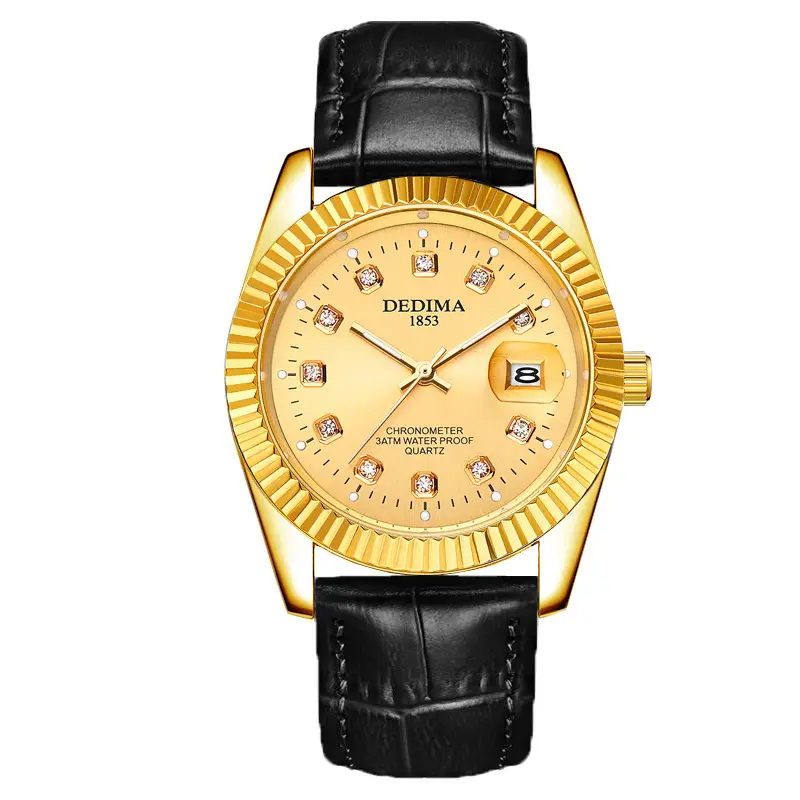 Luminous Gold Couple Watch with Calendar & Strap - Image 4