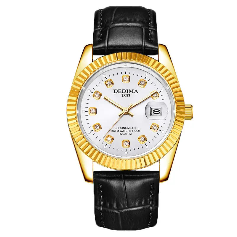 Luminous Gold Couple Watch with Calendar & Strap - Image 6