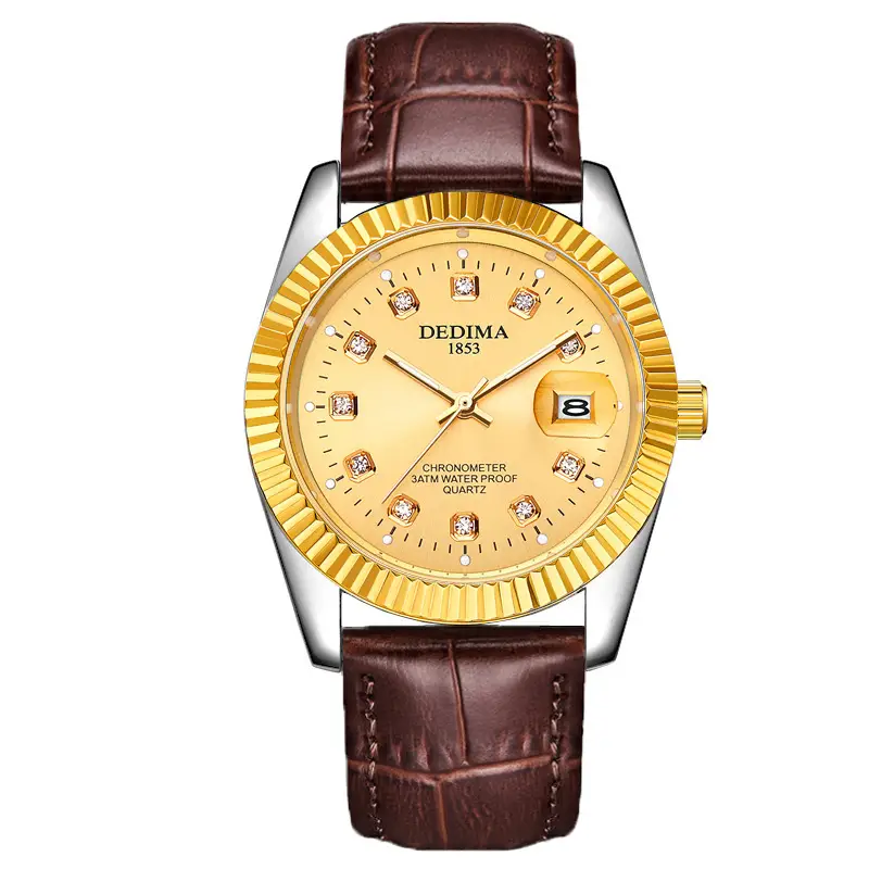 Luminous Gold Couple Watch with Calendar & Strap - Image 7