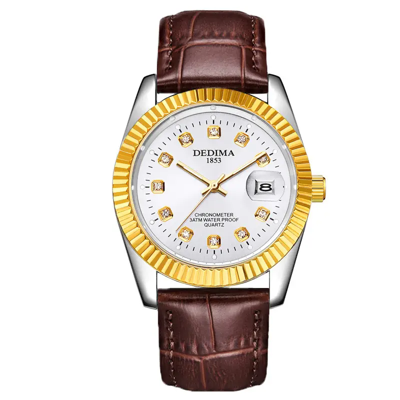Luminous Gold Couple Watch with Calendar & Strap - Image 9