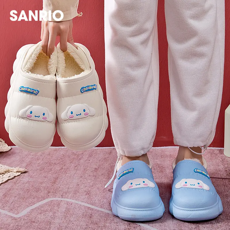[Super Value Special Offer] Sanrio Cinnamoroll Plush Slippers for Girls, Cute New Winter Indoor Warm Shoes - Image 2