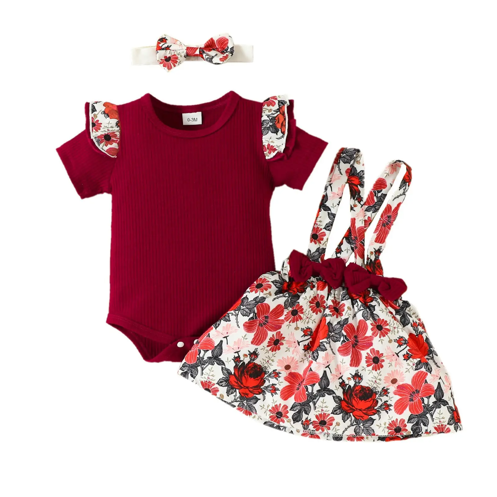 Pink Baby Dress Set with Bow Strap & Floral Pants - Image 9