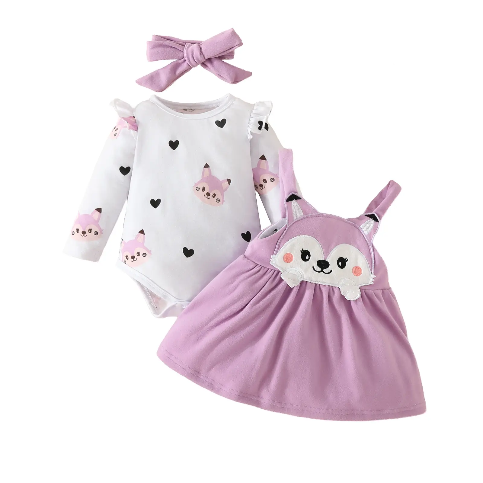 Girls Fox Print Skirt Set Brown Long Sleeve - Image 9