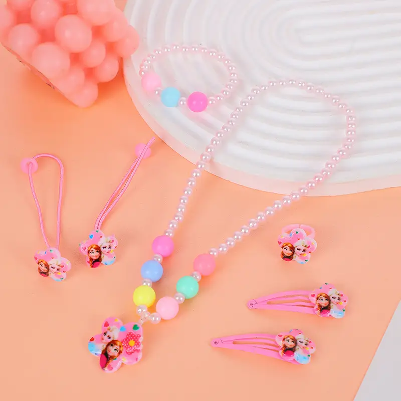 Children's Cartoon Necklace Set Pink Princess Design - Image 16