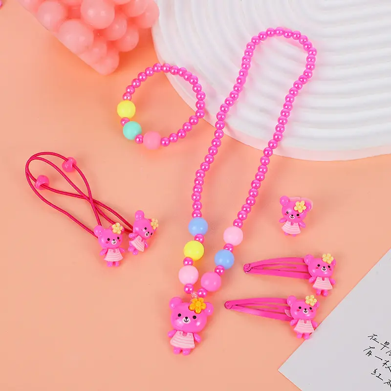 Children's Cartoon Necklace Set Pink Princess Design - Image 11