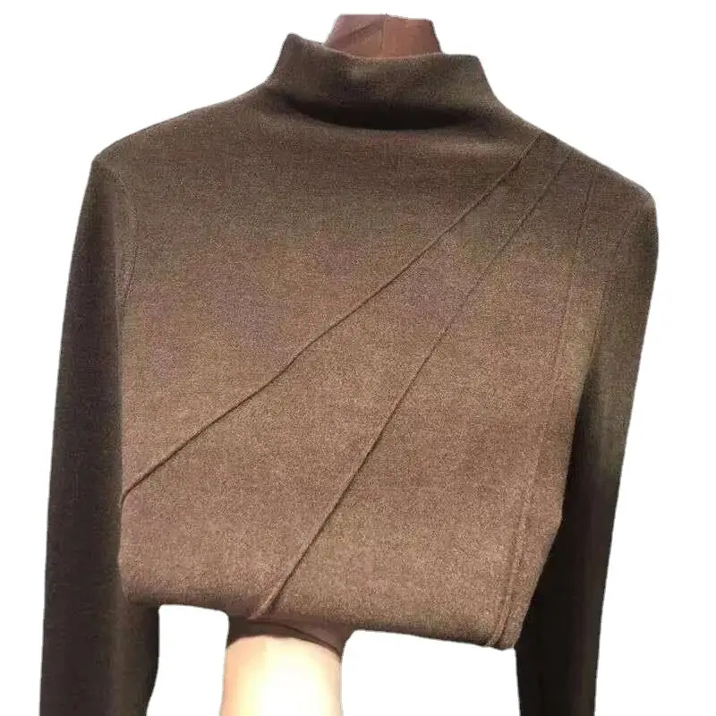Women's Black Fleece Half Turtleneck Long Sleeve Warm Top