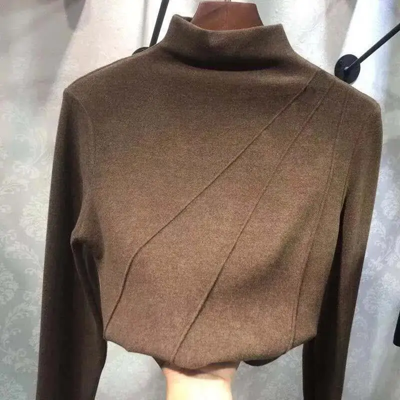 Women's Black Fleece Half Turtleneck Long Sleeve Warm Top — feature 5