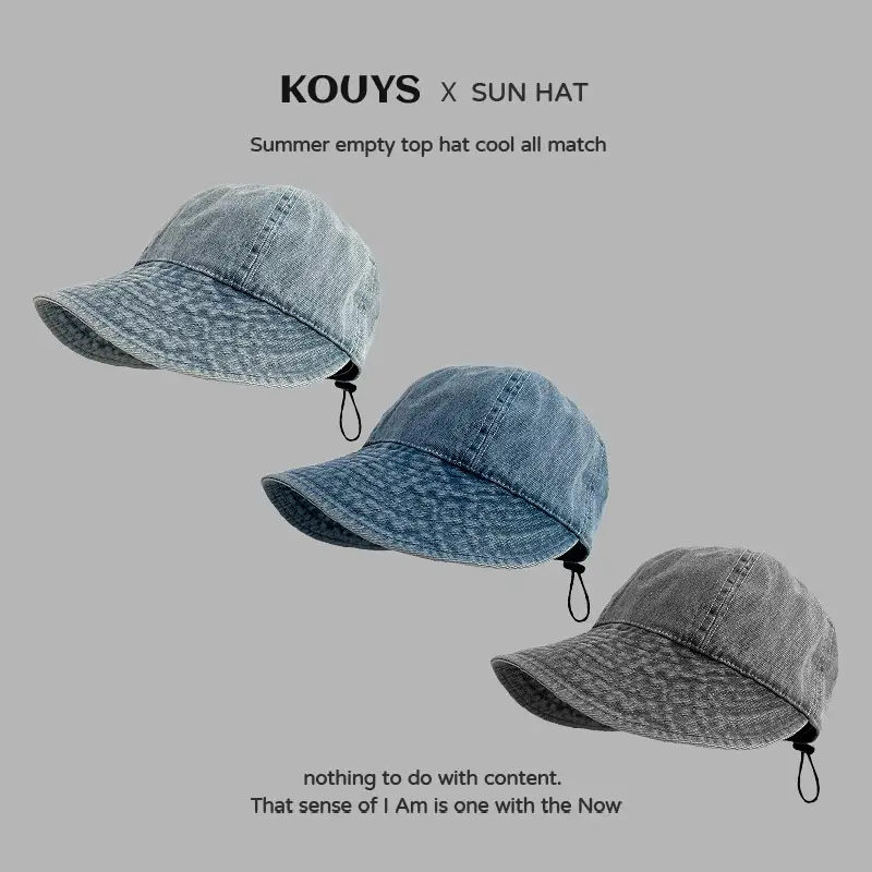 Vintage Denim Fisherman Hat with Big Brim UV Protection