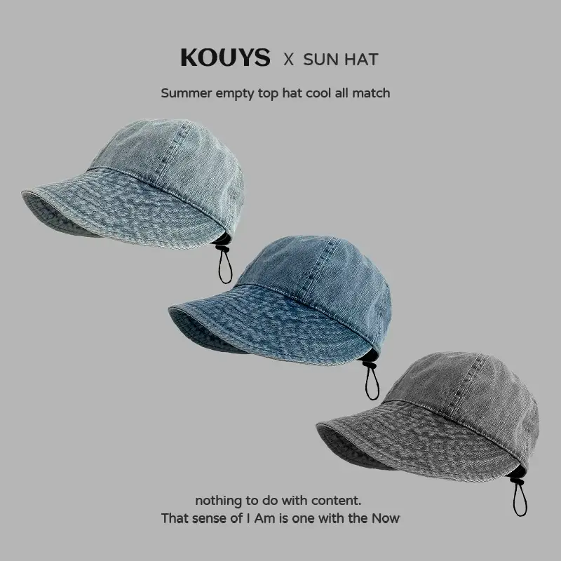 Vintage Denim Fisherman Hat with Big Brim UV Protection — feature 1