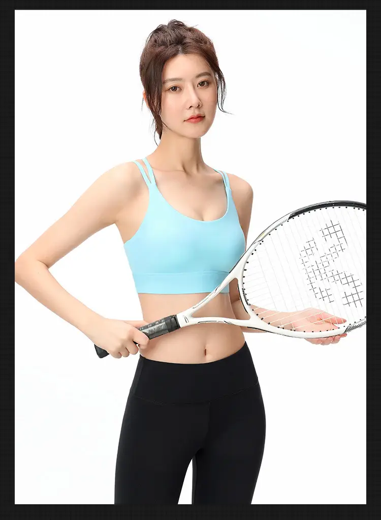 Blue Crossbody Sports Bra for Women — feature 17