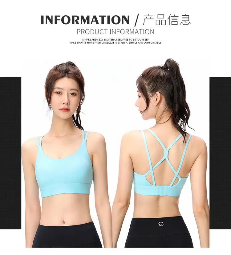 Blue Crossbody Sports Bra for Women — feature 8