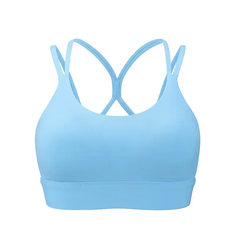 Blue Crossbody Sports Bra for Women - Image 4