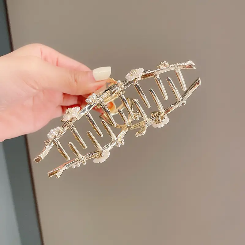 Gold Shark Hair Clip with Pearl & Crystal Detail - Image 41