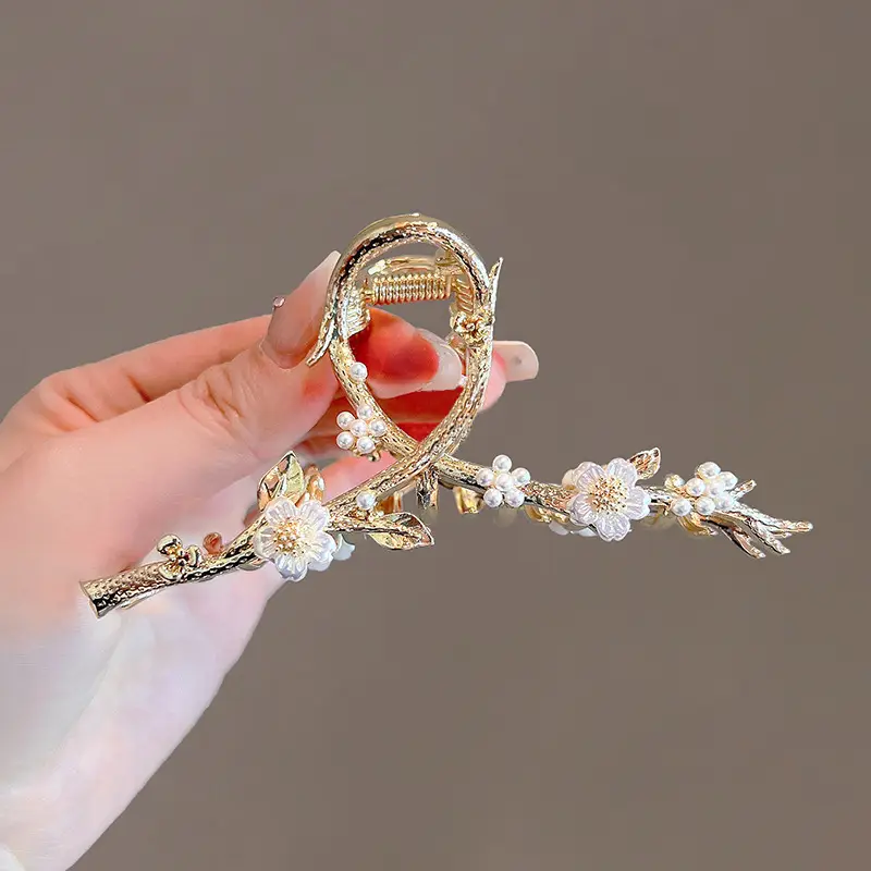 Gold Shark Hair Clip with Pearl & Crystal Detail - Image 42