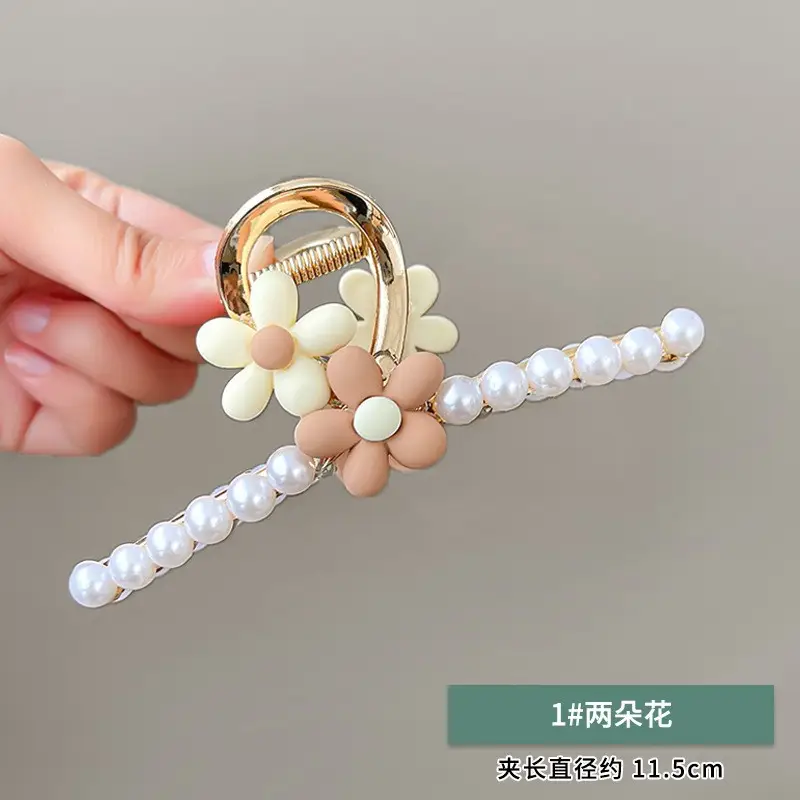 Gold Shark Hair Clip with Pearl & Crystal Detail - Image 11